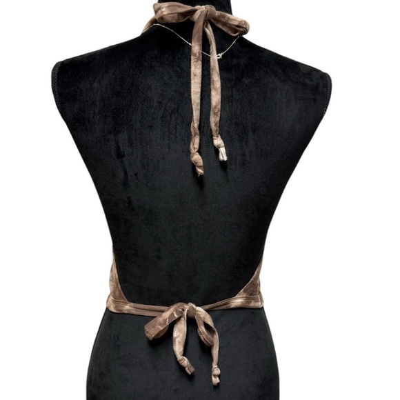 Urban Outfitters Ecote Halter Top Tie Dye Open Back Cropped Brown White Size XS - Picture 2 of 7